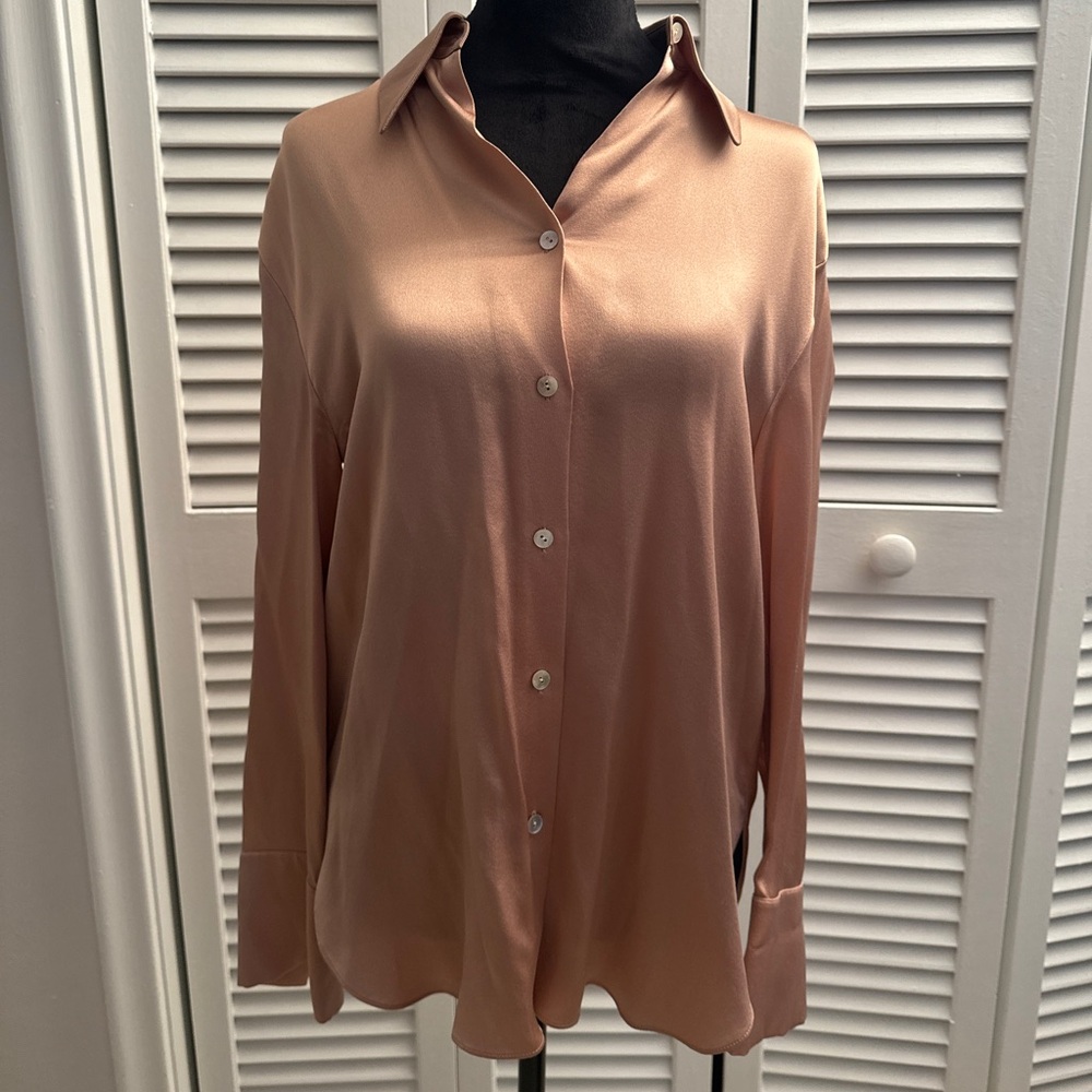 Vince Women's Tan Button-Down Shirt